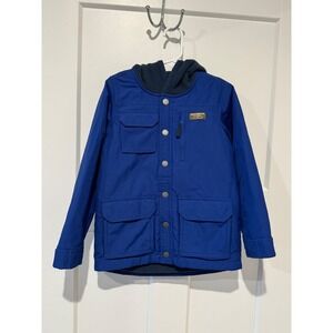 L.L.Bean Kids Blue Fleece Lined Hooded Jacket Size M 5-6